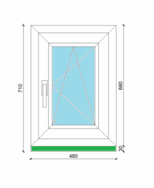 48 x 68 cm egyszárnyas, bukó-nyíló műanyag ablak