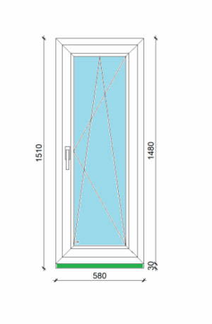 58 x 148 cm egyszárnyas, bukó-nyíló műanyag ablak