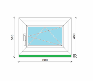 68 x 48 cm egyszárnyas, bukó-nyíló műanyag ablak