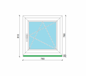 78 x 78 cm egyszárnyas, bukó-nyíló műanyag ablak