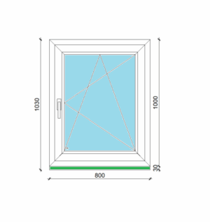 80 x 100 cm egyszárnyas, bukó-nyíló műanyag ablak