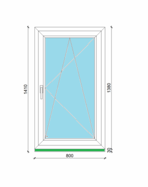 80 x 138 cm egyszárnyas, bukó-nyíló műanyag ablak
