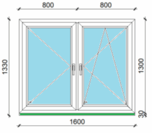 160 x 130cm kétszárnyas, nyíló, bukó-nyíló műanyag ablak