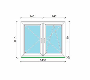 148 x 118 cm kétszárnyas nyíló, bukó-nyíló műanyag ablak, 3 rétegű