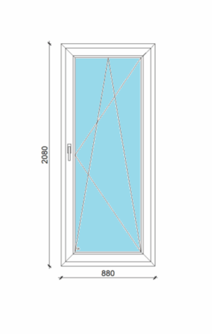 88 x 208 cm egyszárnyas, bukó-nyíló műanyag teraszajtó