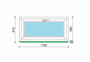 118 x 58 cm egyszárnyas, bukó műanyag ablak, 3 rétegű
