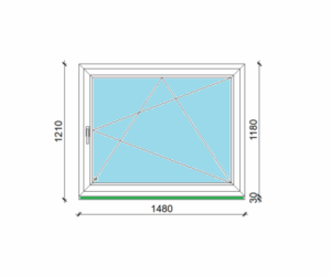 148 x 118 cm egyszárnyas, bukó-nyíló műanyag ablak
