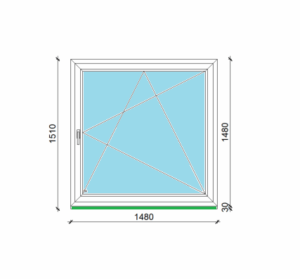 148 x 148 cm egyszárnyas, bukó-nyíló műanyag ablak
