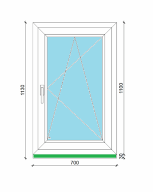 70 x 110 cm egyszárnyas, bukó-nyíló műanyag ablak