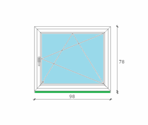98 x 78 cm egyszárnyas, bukó-nyíló műanyag ablak